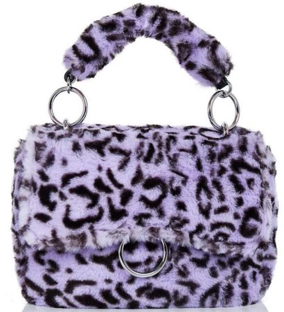 purple faux fur bag