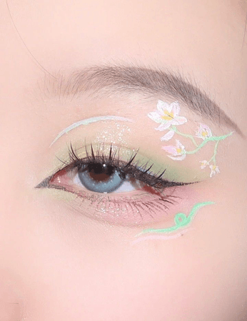 green flower makeup
