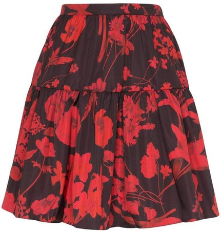 tiered floral print mini skirt
