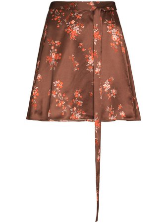 Shop brown Reformation floral print silk mini skirt with Afterpay - Farfetch Australia