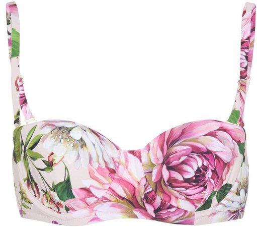 Floral-Print Bustier Bikini Top