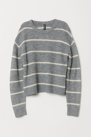 Knit Sweater - Gray/white striped - Ladies | H&M US