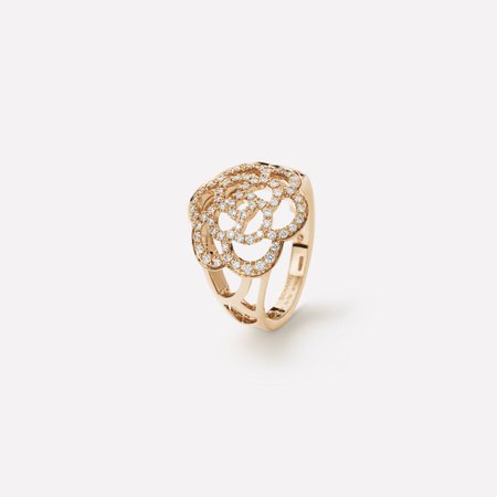 Camélia ring - Camélia Ajouré ring in 18K white gold and diamonds - J10807 - CHANEL