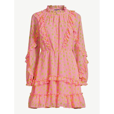 Scoop Women's Long Sleeve Ruffle Mini Dress - Walmart.com