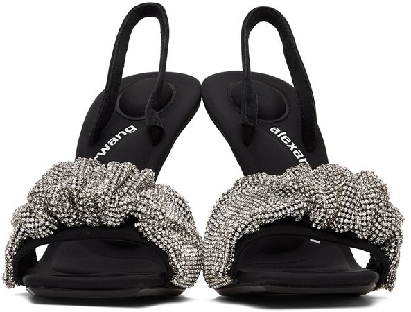 Alexander Wang: Black Crystal Scrunchie Julie Heeled Sandals | SSENSE UK