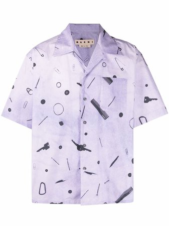 Shop Marni graphic-print short-sleeve shirt with Express Delivery - FARFETCH