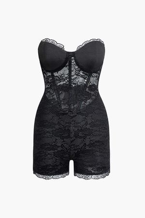 Lace Strapless Bustier Romper – Micas