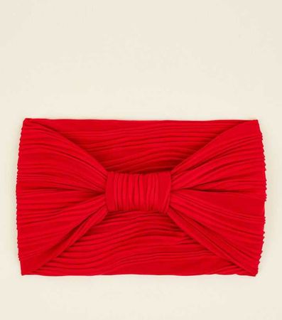 Red Knot Front Wide Rib Headband | New Look