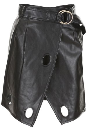 self-portrait Faux Leather Skirt With Cut-outs