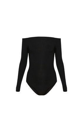 Black Off-Shoulder Long-Sleeve Bodysuit