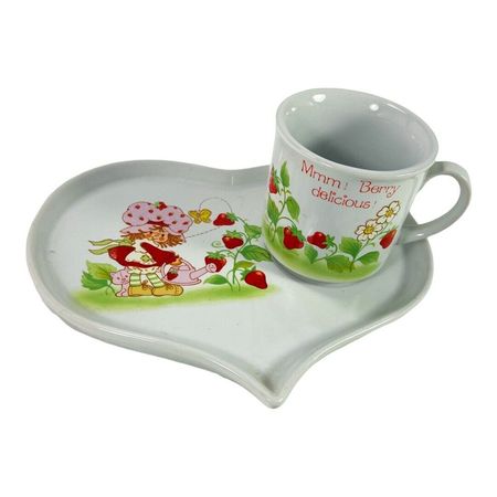 Rare Vintage Strawberry Shortcake Porcelain Heart Shaped Plate W/ Tea Cup | eBay
