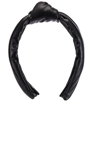 Lele Sadoughi Faux Leather Knotted Headband in Matte Black | REVOLVE