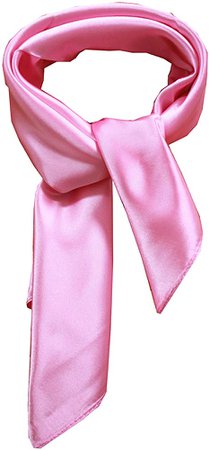 Silk square scarf pure color head scarf blend neckerchief (pink) at Amazon Women’s Clothing store