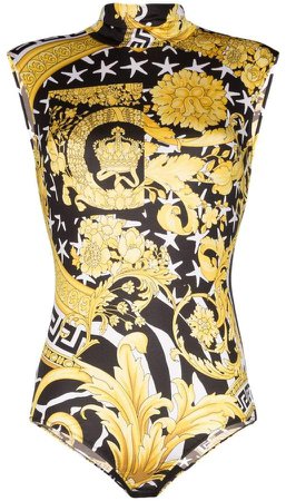 Baroque pattern sleeveless bodysuit
