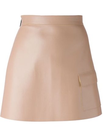 patch pocket faux leather skirt
