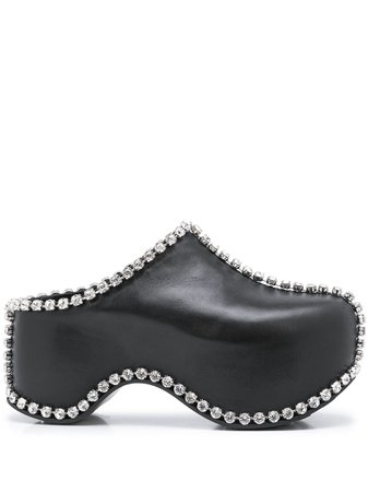 Shop AREA crystal-trimmed platform mules with Express Delivery - FARFETCH