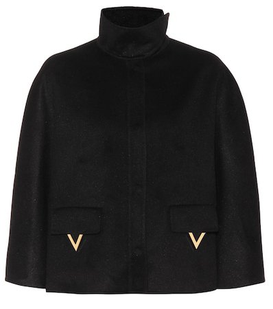 Angora wool-blend cape coat
