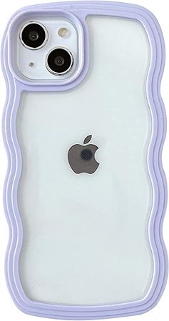 Caseative Cute Curly Wave Frame Shape Shockproof Soft Compatible with iPhone Case (Purple,iPhone 14 Pro) : Cell Phones & Accessories