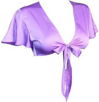 purple wrap around tie up top with flutter sleeve