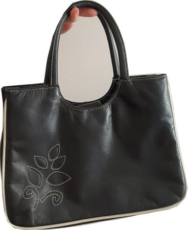black handbag white stitching