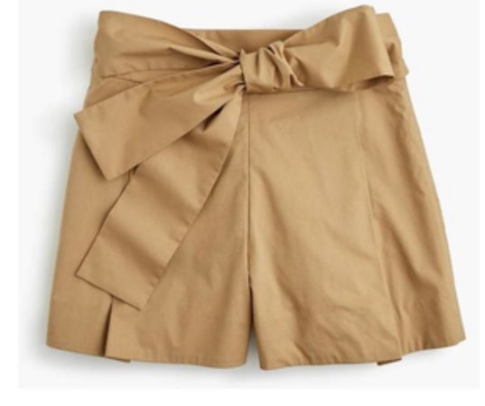 khaki colored bow belt shorts