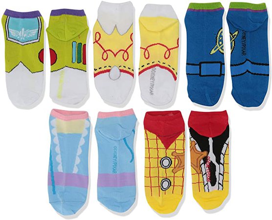 TOY STORY womens Toy Story 5 Pack No Show Casual Sock, Light Color Character, 9 11 US at Amazon Women’s Clothing store