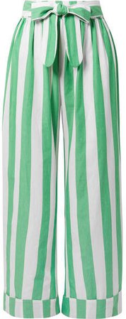 Sasha Striped Organic Cotton Pants - Green