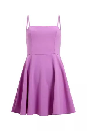 Whisper Straight Neck Fit & Flare Dress Pink Violet | French Connection US