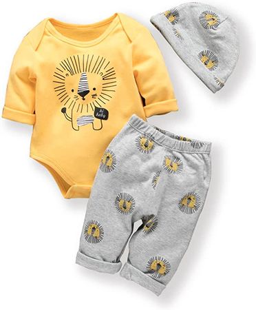Amazon.com: PATPAT Newborn Baby Boy Clothes Sun Print Long Sleeve Bodysuit Romper Tops+Pants+Hat 3Pcs Fall Winter Outfits Set 0-18 Months : Clothing, Shoes & Jewelry