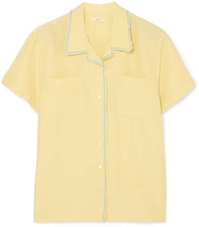 MATIN - Silk And Linen-blend Shirt - Pastel yellow