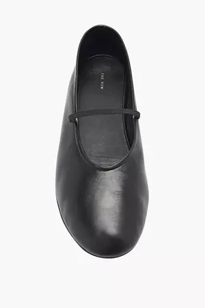 Elastic Ballet Slipper Black in Leather – The Row