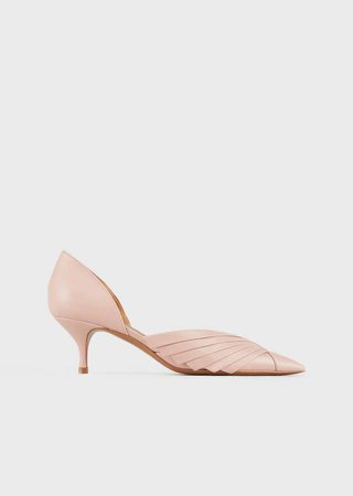 Leather Court Shoes With Pleated Details