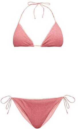 Lumiere Metallic Triangle Bikini - Womens - Pink