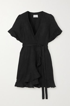 Honorine | Edie ruffled linen wrap mini dress | NET-A-PORTER.COM