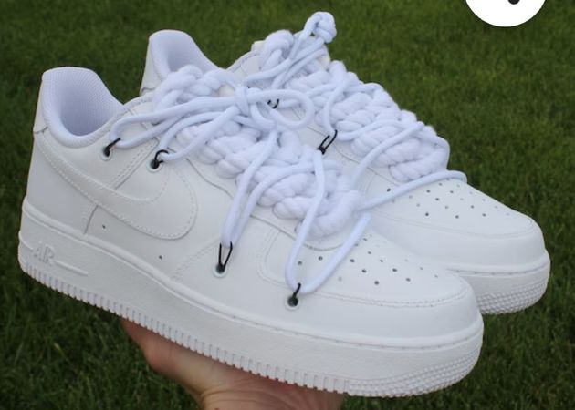 KicksOfChicago Air Force 1 "Matte White Rope Laces"