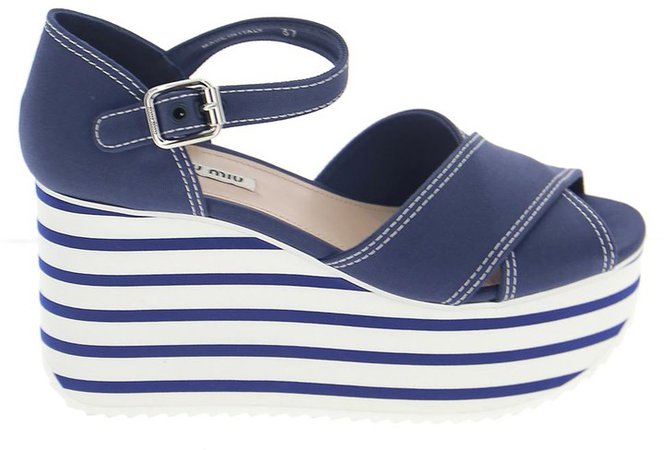 Striped Wedged Sandals