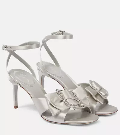 Embellished Satin Sandals in Silver - Rene Caovilla | Mytheresa
