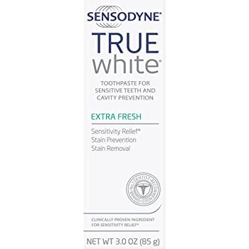 Amazon.com : Sensodyne True White Sensitive Teeth Whitening Toothpaste, Stained Teeth and Sensitive Teeth Treatment, Mint - 3 Ounces : Beauty