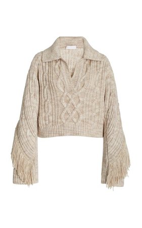 Kara Fringed Cotton-Wool Polo Sweater By Jonathan Simkhai | Moda Operandi
