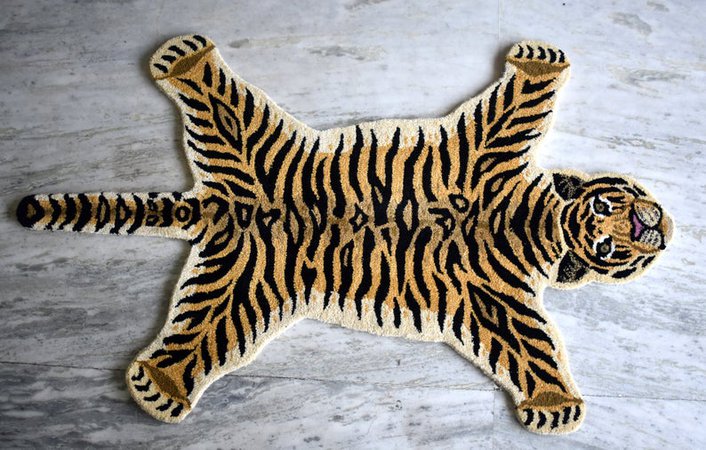Tiger Mat Hand Tufted Tiger Skin Wool Carpet Home Decorative | Etsy