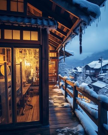 Japanese  snow night