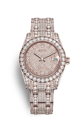Relógio Rolex Pearlmaster 34: Ouro Everose 18 quilates com alças cravejadas de diamantes – M81405RBR-0001