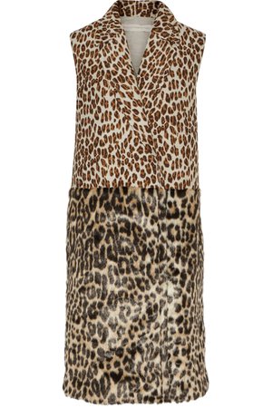 Stella McCartney Women's Paneled Leopard-print Wool-blend And Faux Fur Vest Animal Print