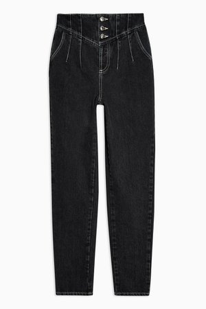 Washed Black Corset Mom Jeans | Topshop