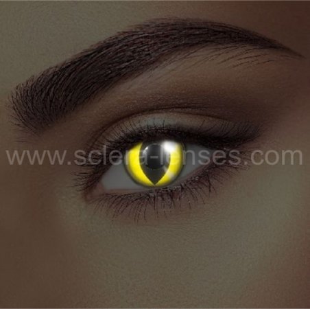 Glowing Yellow Cat Eye Contacts