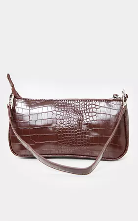 Chocolate Croc Shoulder Bag | Accessories | PrettyLittleThing USA