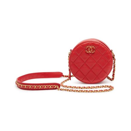 Chanel Red Quilted Lambskin Round Chain Clutch Chanel 19 Gold Tone Hardware $2,750