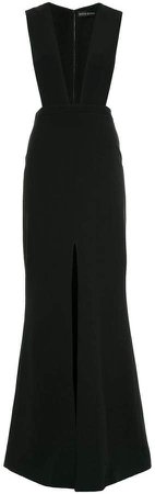 plunge pinafore gown
