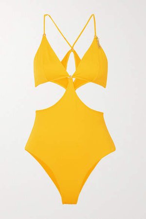 Embellished Cutout Swimsuit - Yellow