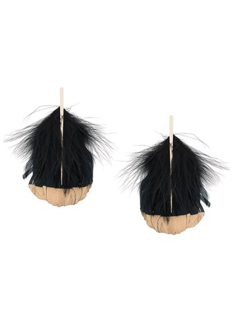 Shop black & gold Tom Ford feather-detail drop earrings with Express Delivery - Farfetch